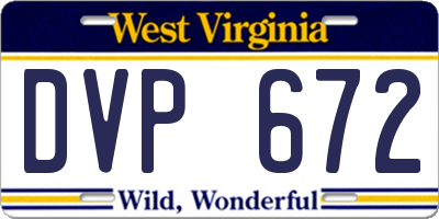 WV license plate DVP672