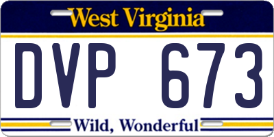 WV license plate DVP673