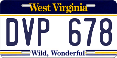 WV license plate DVP678