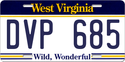 WV license plate DVP685