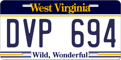 WV license plate DVP694