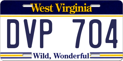 WV license plate DVP704