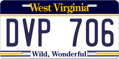 WV license plate DVP706