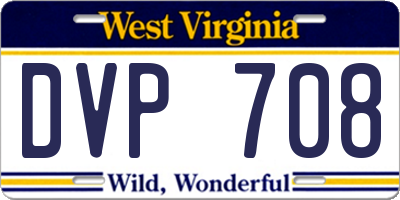 WV license plate DVP708