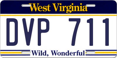 WV license plate DVP711