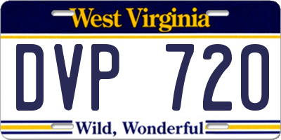 WV license plate DVP720
