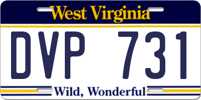 WV license plate DVP731