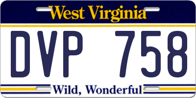 WV license plate DVP758