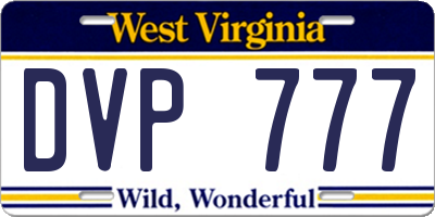 WV license plate DVP777