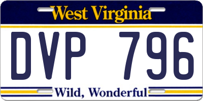 WV license plate DVP796