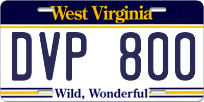 WV license plate DVP800