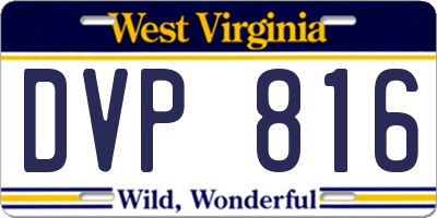 WV license plate DVP816