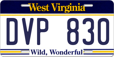 WV license plate DVP830