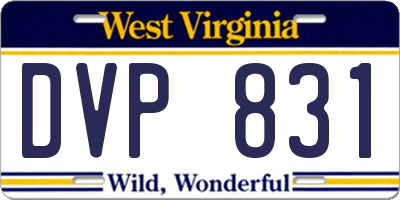 WV license plate DVP831