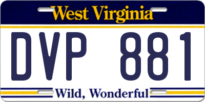 WV license plate DVP881