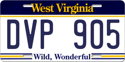 WV license plate DVP905
