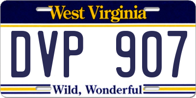 WV license plate DVP907