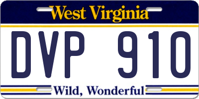 WV license plate DVP910