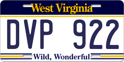 WV license plate DVP922