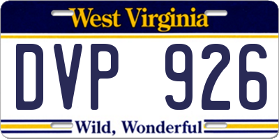 WV license plate DVP926