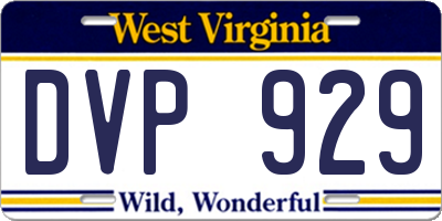 WV license plate DVP929