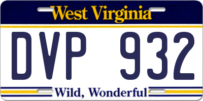 WV license plate DVP932
