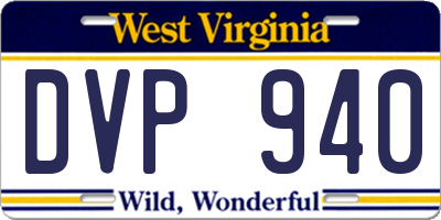 WV license plate DVP940