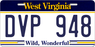 WV license plate DVP948