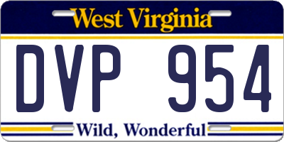 WV license plate DVP954
