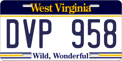 WV license plate DVP958