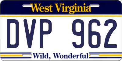 WV license plate DVP962