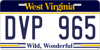 WV license plate DVP965