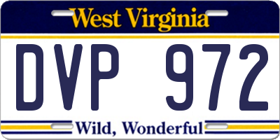 WV license plate DVP972