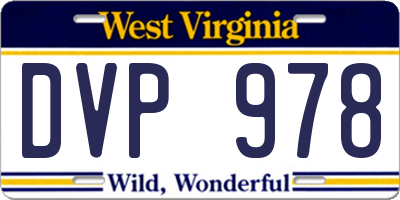WV license plate DVP978