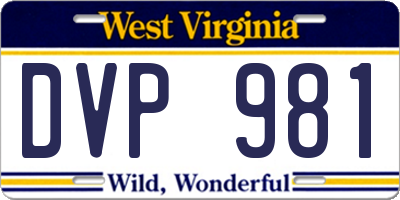 WV license plate DVP981