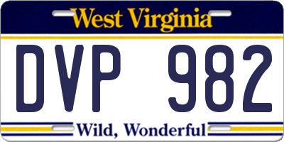 WV license plate DVP982