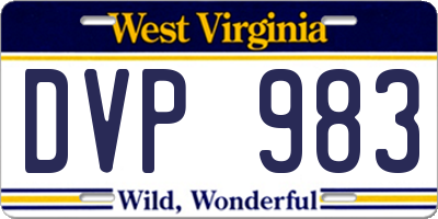 WV license plate DVP983