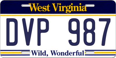 WV license plate DVP987