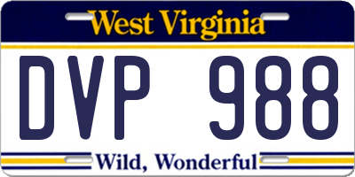 WV license plate DVP988