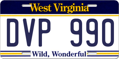 WV license plate DVP990