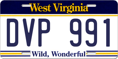 WV license plate DVP991