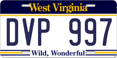 WV license plate DVP997