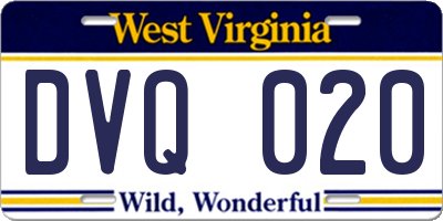 WV license plate DVQ020