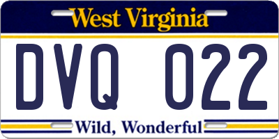WV license plate DVQ022