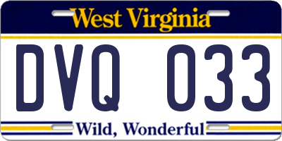 WV license plate DVQ033