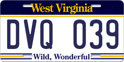 WV license plate DVQ039