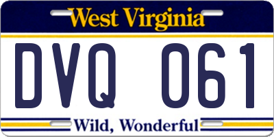WV license plate DVQ061