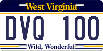 WV license plate DVQ100