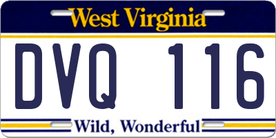 WV license plate DVQ116