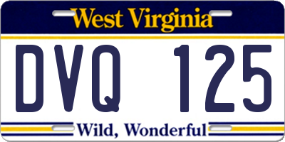 WV license plate DVQ125